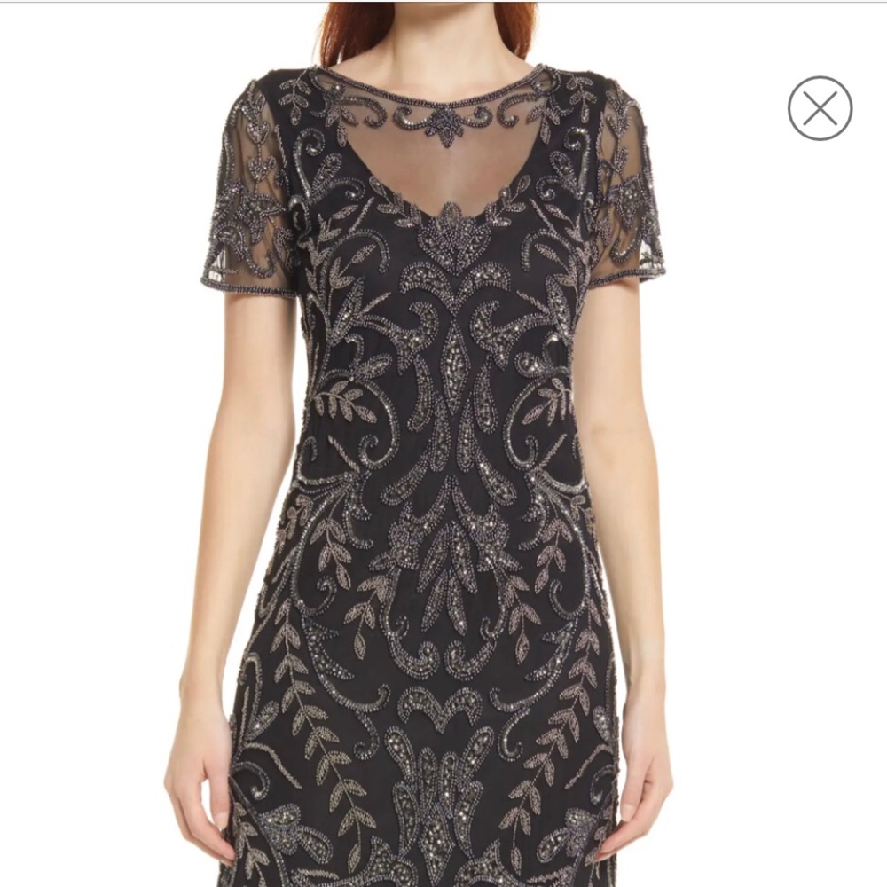 Pisarro Nights Beaded Mesh  Dress